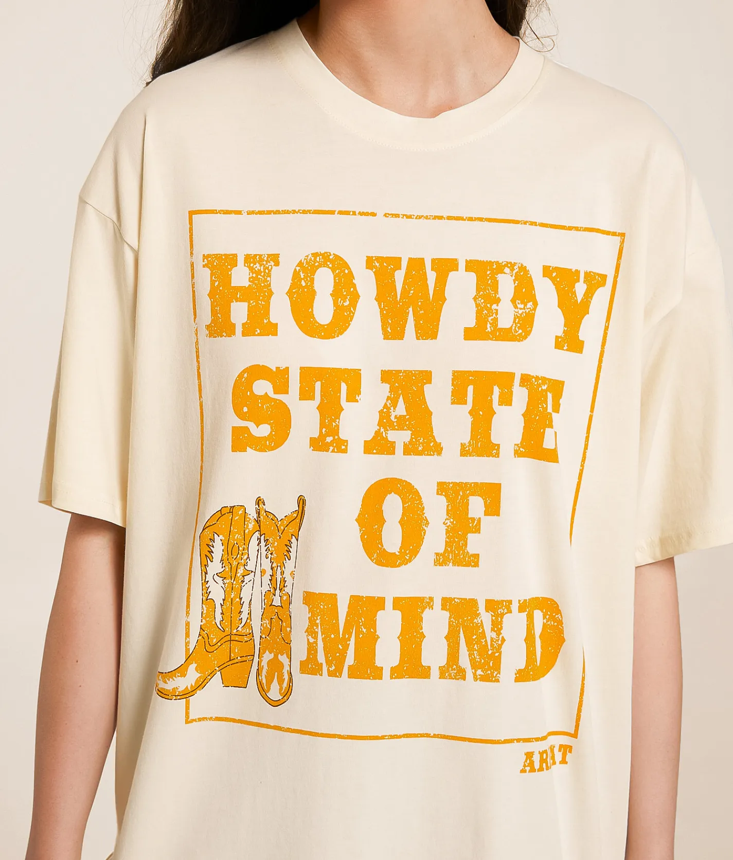 Ariat Howdy State Oversized T-Shirt Vanilla Ice Clearance