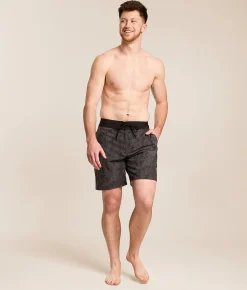 Bottoms|Swimwear | Affliction Howitzer Oak Tree Leaves Camo Stretch Boardshort Dk Charcoal Heather