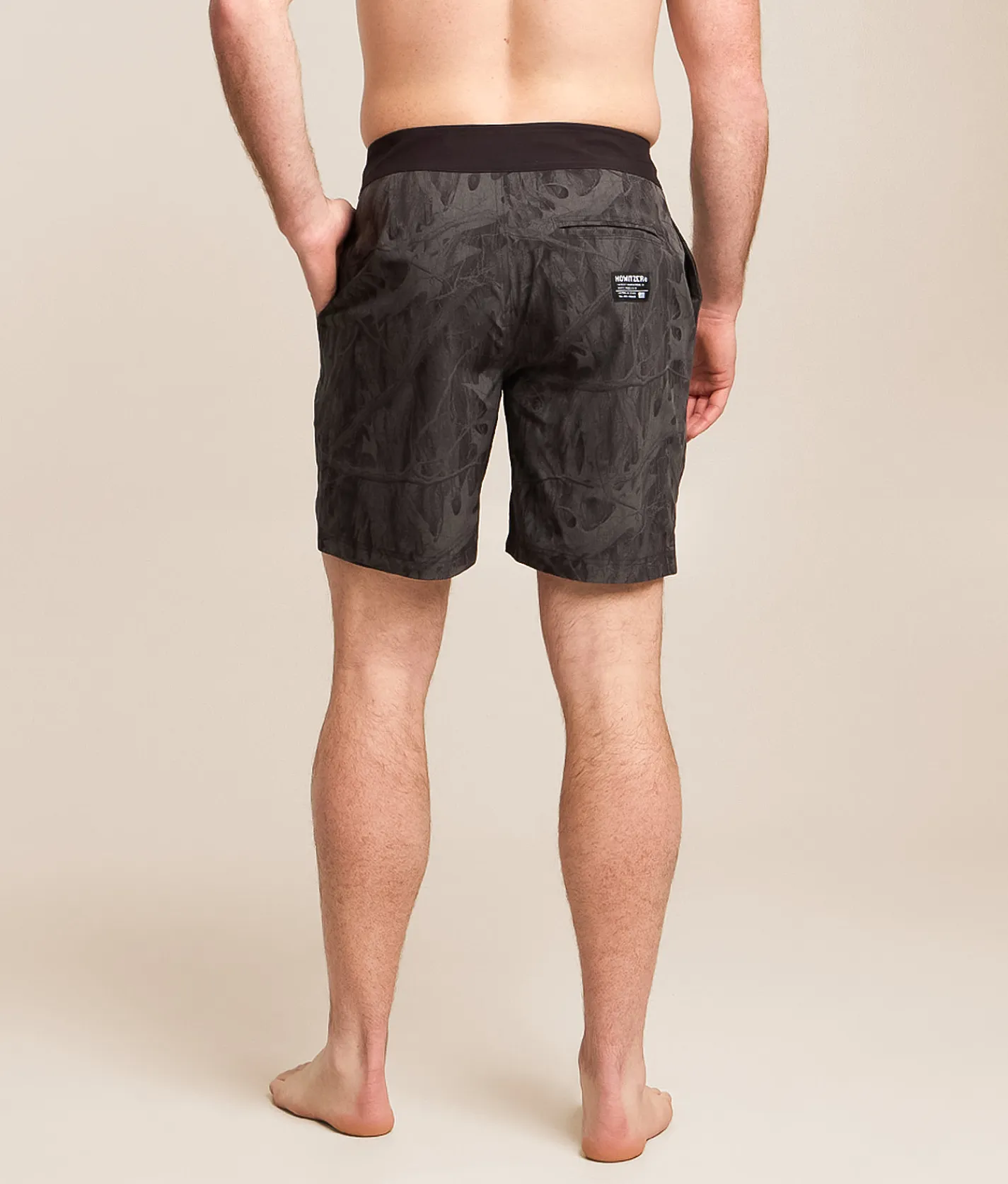 Bottoms|Swimwear | Affliction Howitzer Oak Tree Leaves Camo Stretch Boardshort Dk Charcoal Heather