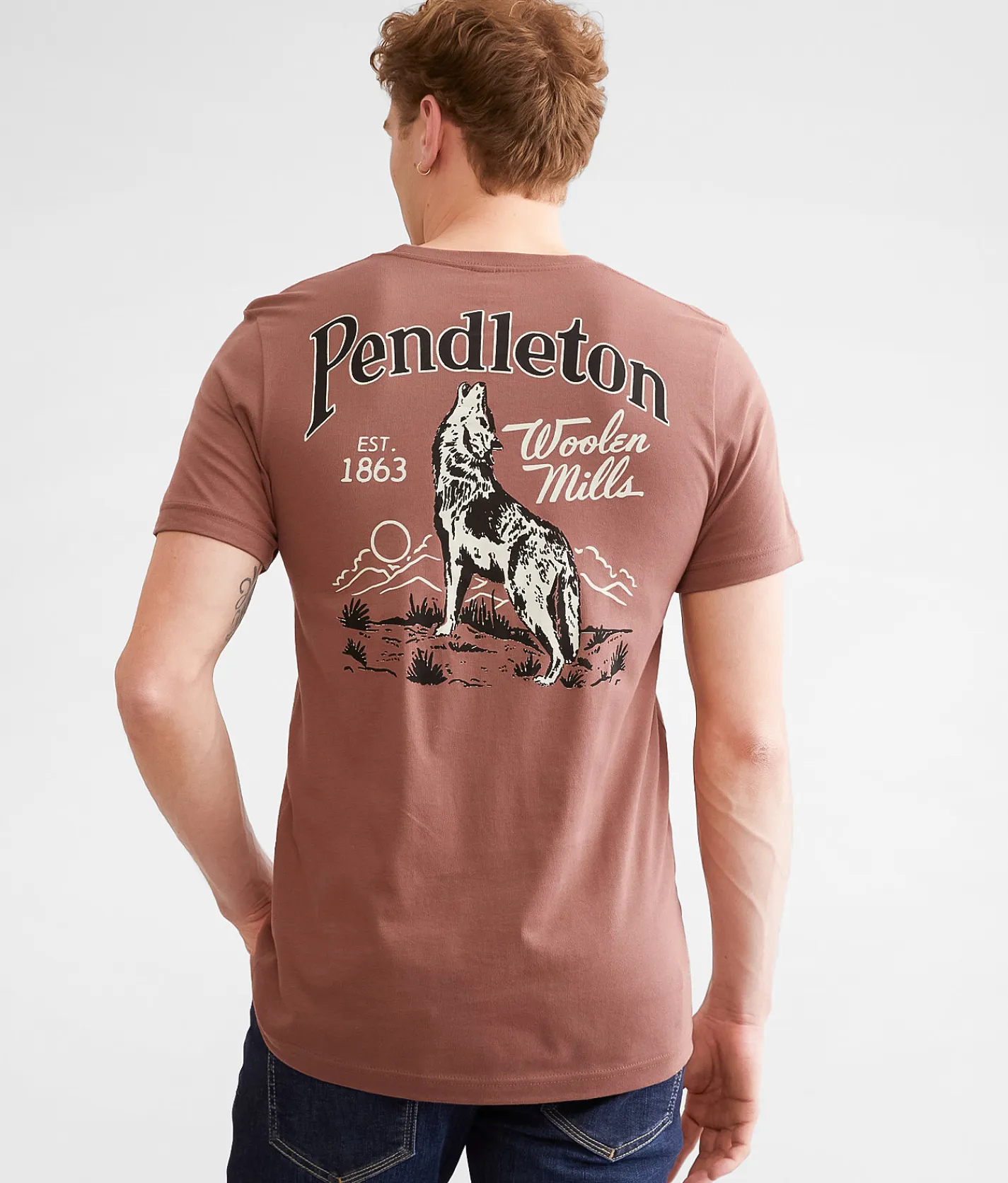 Pendleton Howling Wolf T-Shirt Chestnut New