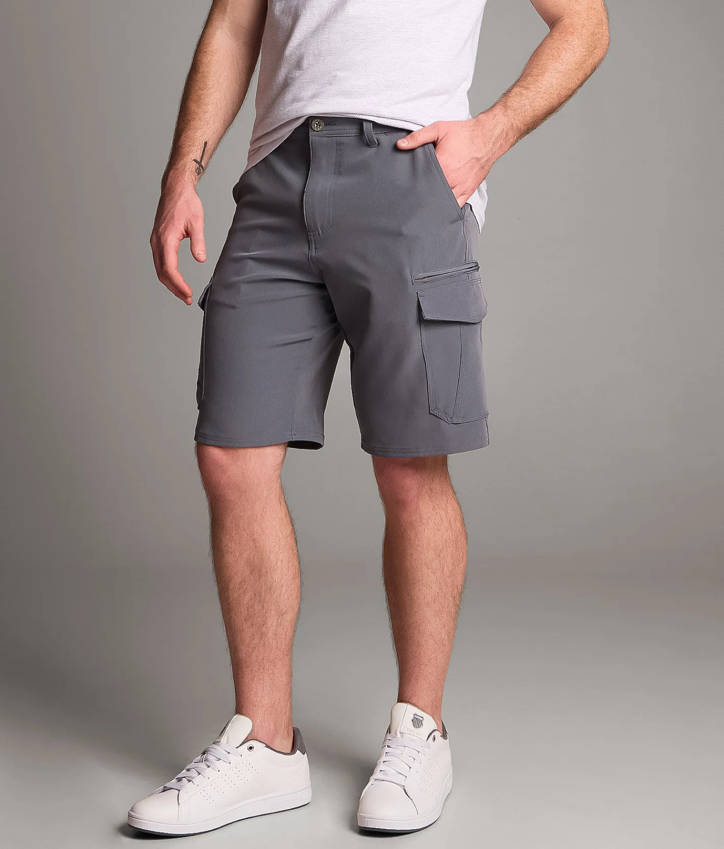Bottoms|Shorts | BKE Hybrid Standard Cargo Stretch Short Blue Grey