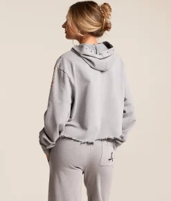 Affliction Hyper Speed Cropped Hoodie Silver Lava Wash Outlet
