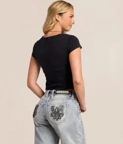 Tops | Affliction Hyper Speed Cropped Tank T-Shirt Black Beauty Heavy Lava W