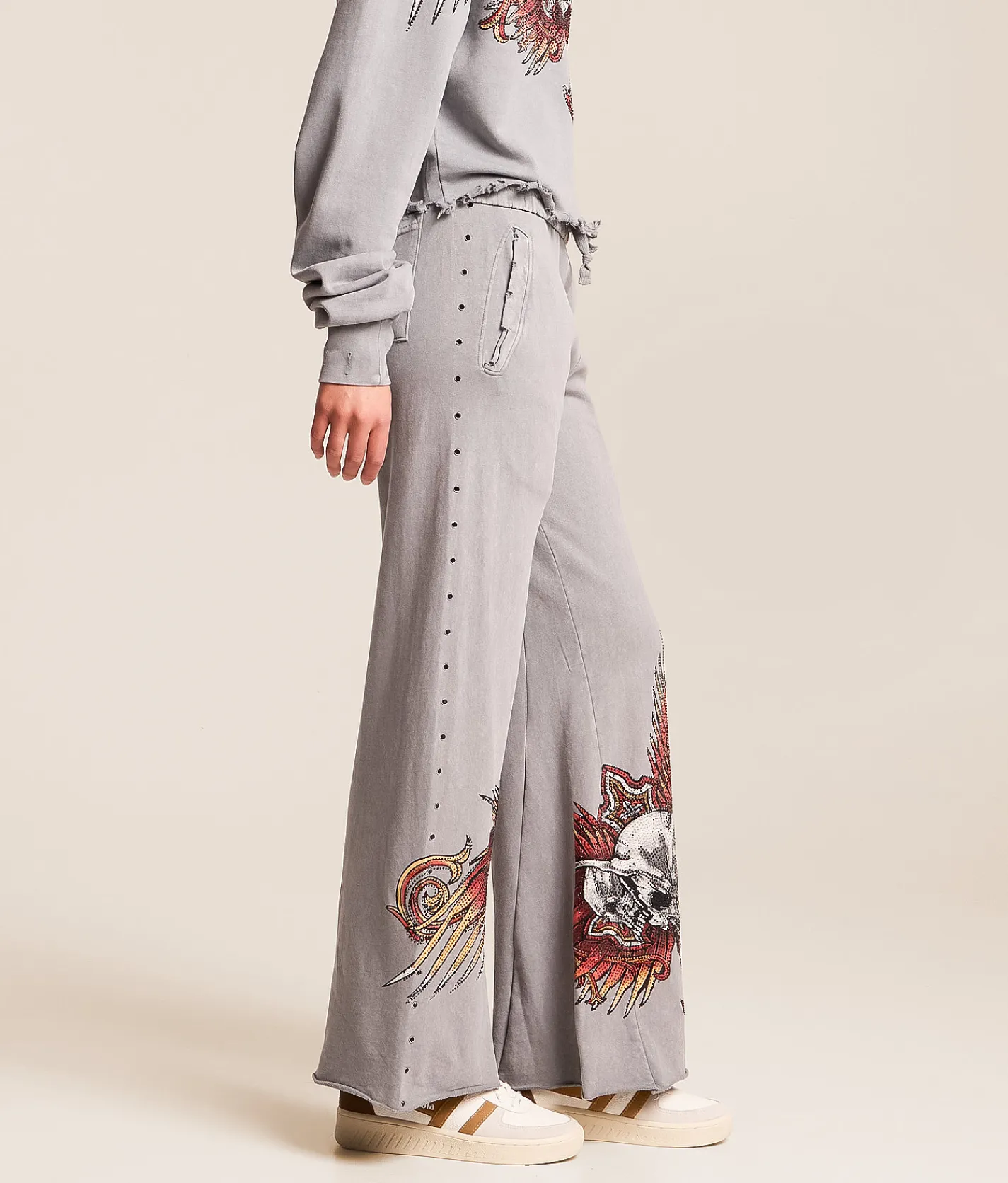 Bottoms | Affliction Hyper Speed Wide Leg Sweatpant Silver Lava Wash