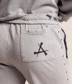 Bottoms | Affliction Hyper Speed Wide Leg Sweatpant Silver Lava Wash