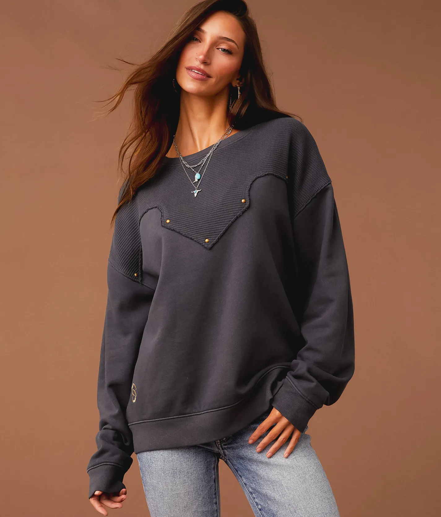 Sterling & Stitch If The Boot Fits Pullover Washed Black Online