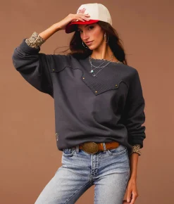 Sterling & Stitch If The Boot Fits Pullover Washed Black Online