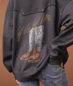 Sterling & Stitch If The Boot Fits Pullover Washed Black Online