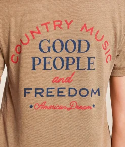 Southern Bliss I Love This Land T-Shirt Brown New