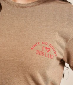 Southern Bliss I Love This Land T-Shirt Brown New