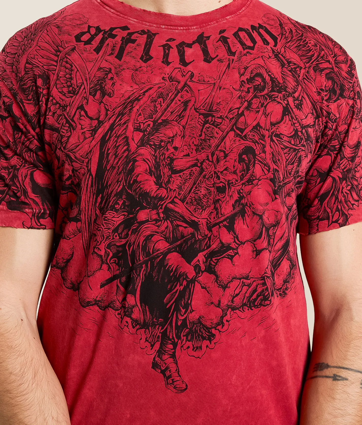 Graphic T-Shirts | Affliction Immortal Burden T-Shirt Affliction Red Lava Wash