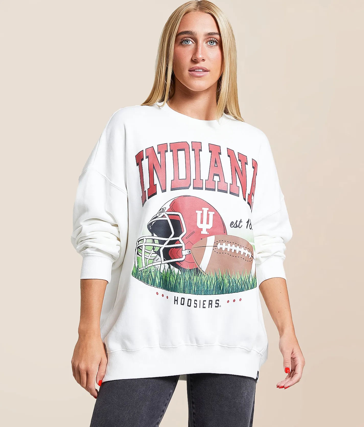 Gameday SOCIAL® Indiana Hoosiers Oversized Pullover White Hot