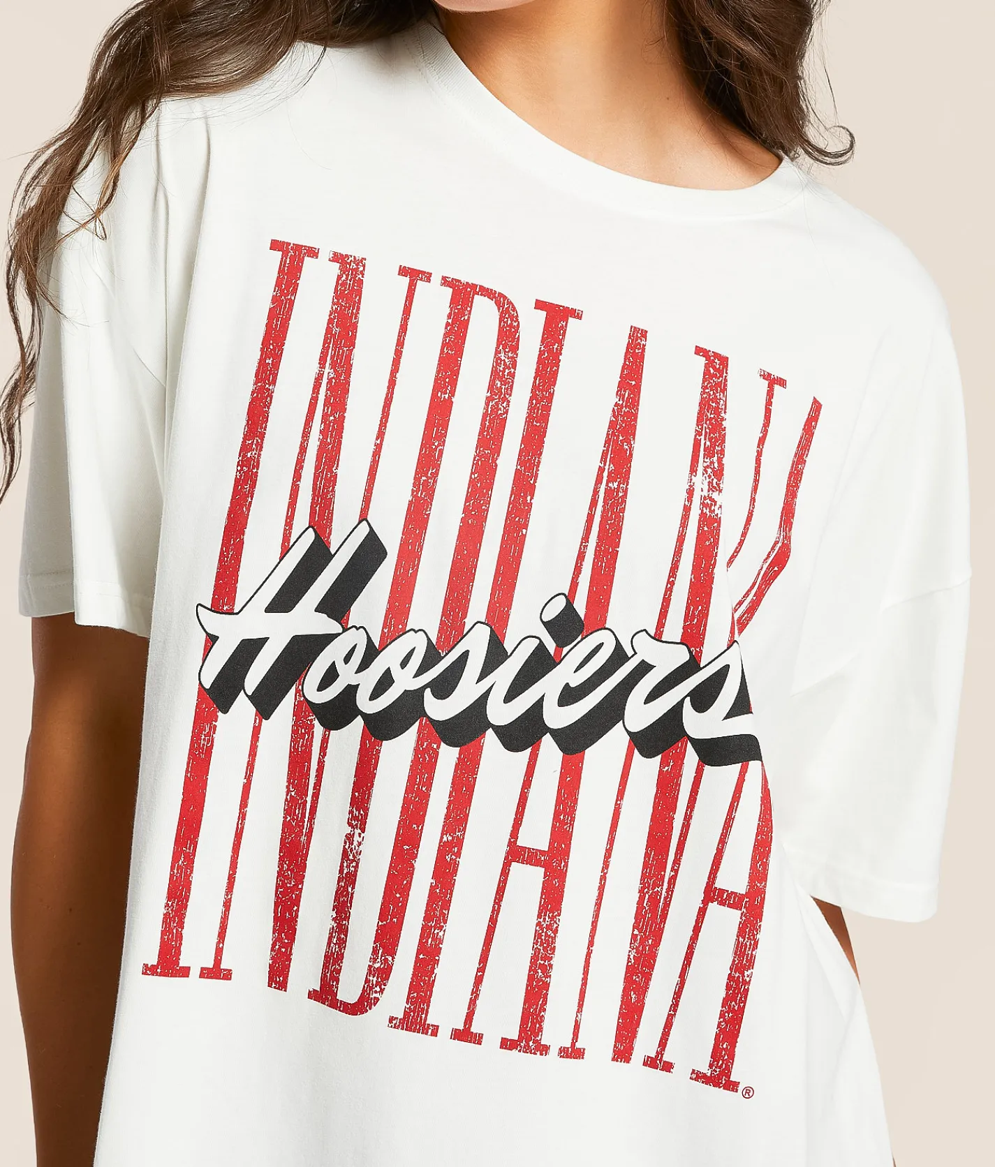 Gameday SOCIAL® Indiana Hoosiers Oversized T-Shirt White Sale