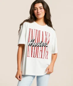 Gameday SOCIAL® Indiana Hoosiers Oversized T-Shirt White Sale