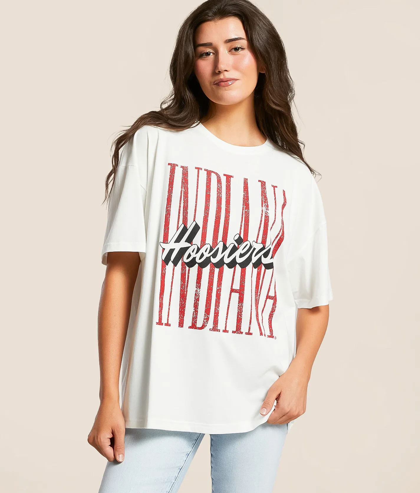 Gameday SOCIAL® Indiana Hoosiers Oversized T-Shirt White Sale