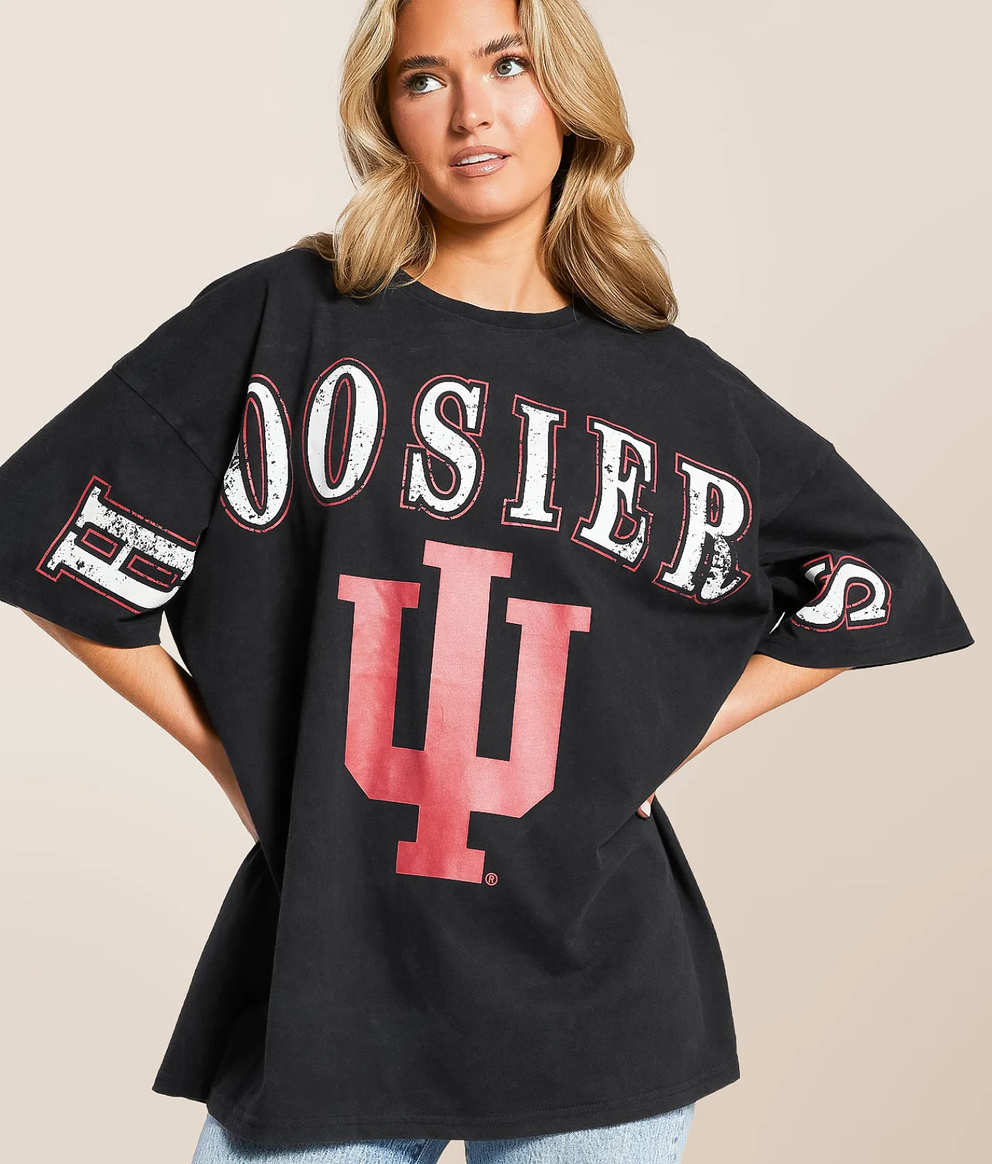 Tops | Gameday SOCIAL® Indiana Hoosiers Oversized T-Shirt Black