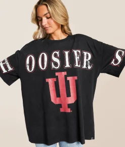 Tops | Gameday SOCIAL® Indiana Hoosiers Oversized T-Shirt Black