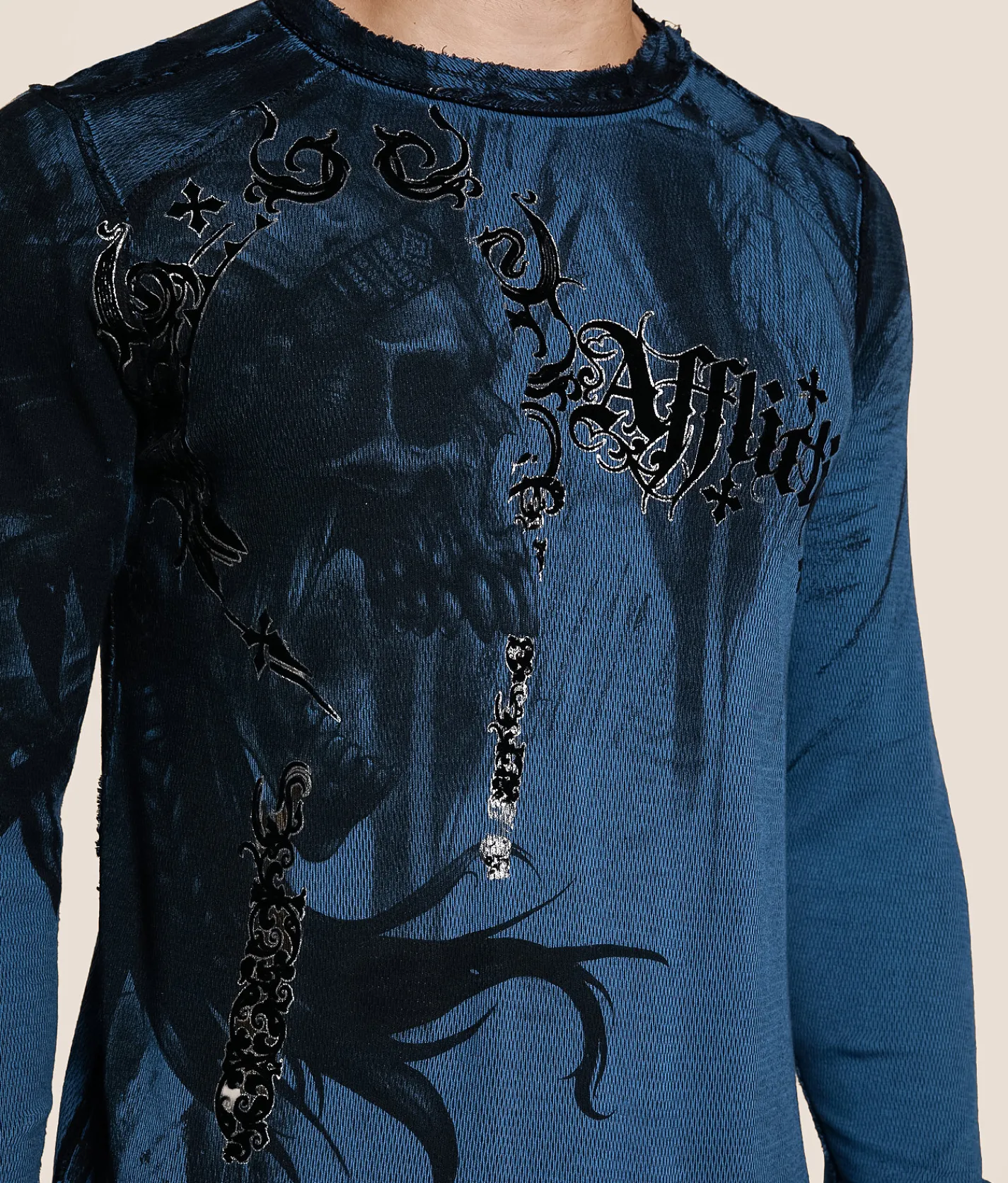 Affliction Indian Chief Reversible Thermal Aegean Blue Black Clearance