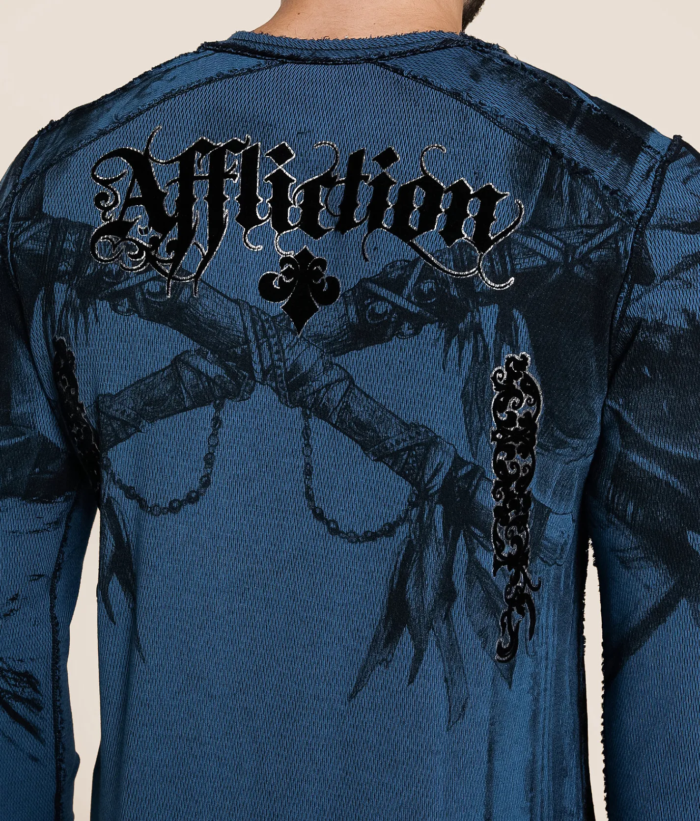 Affliction Indian Chief Reversible Thermal Aegean Blue Black Clearance