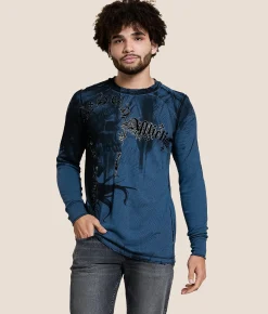 Affliction Indian Chief Reversible Thermal Aegean Blue Black Clearance