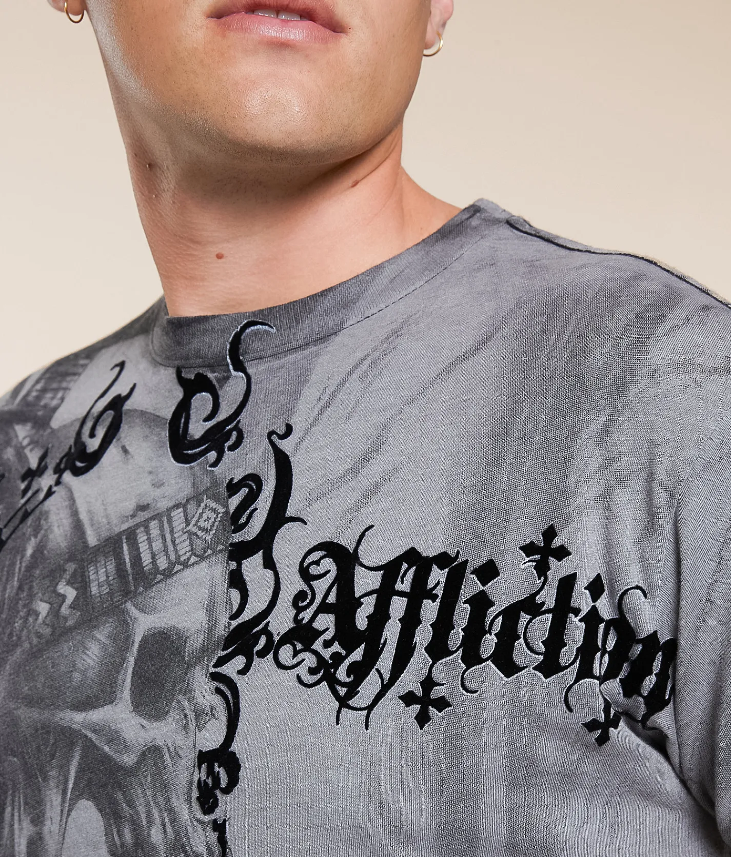 Tops|Graphic T-Shirts | Affliction Indian Chief T-Shirt Silver
