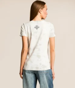 Tops | Affliction Indifference T-Shirt White Lt Grey Crystal Was