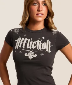 Affliction Internal Path T-Shirt Vintage Black Lava Wash New