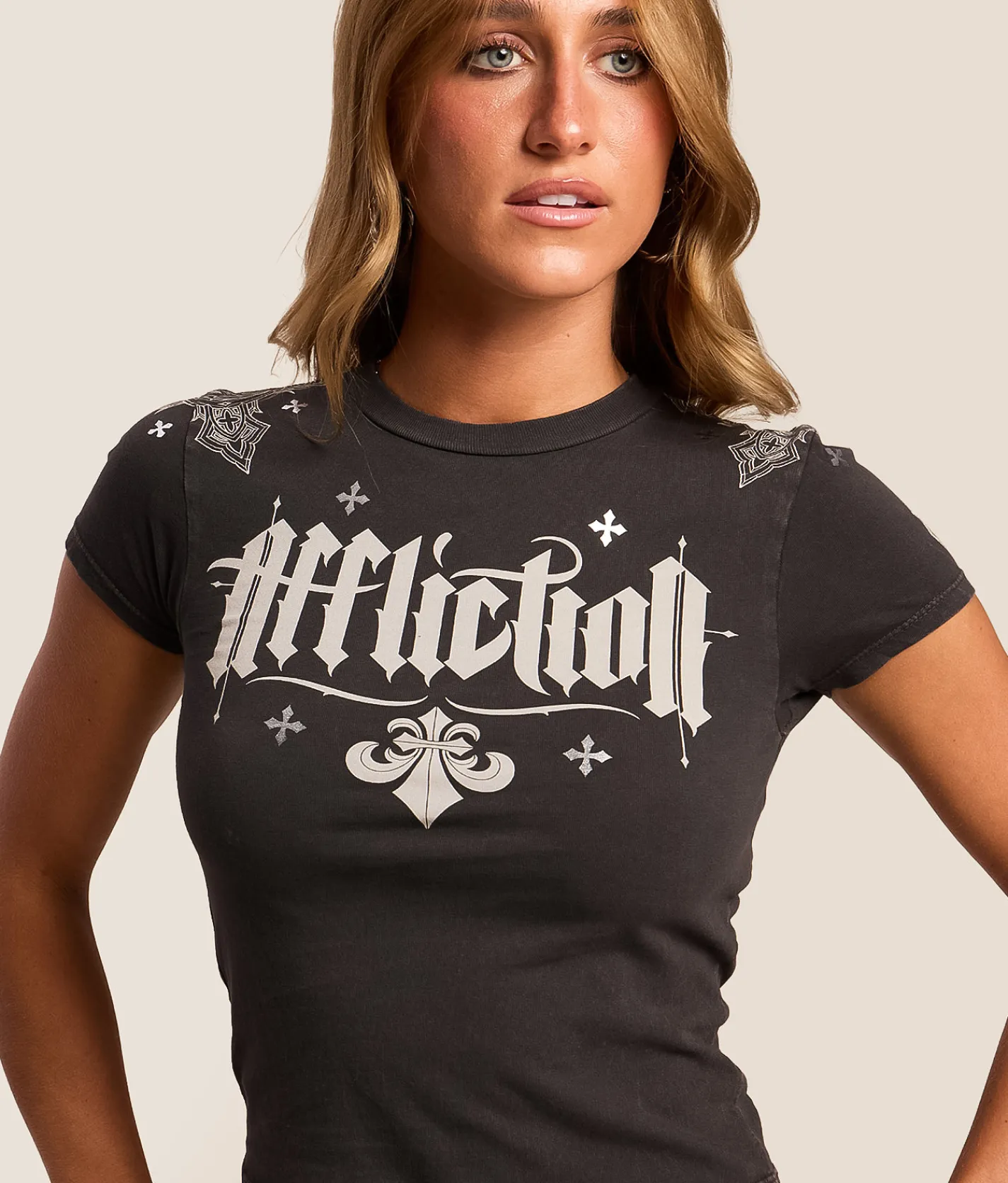 Affliction Internal Path T-Shirt Vintage Black Lava Wash New