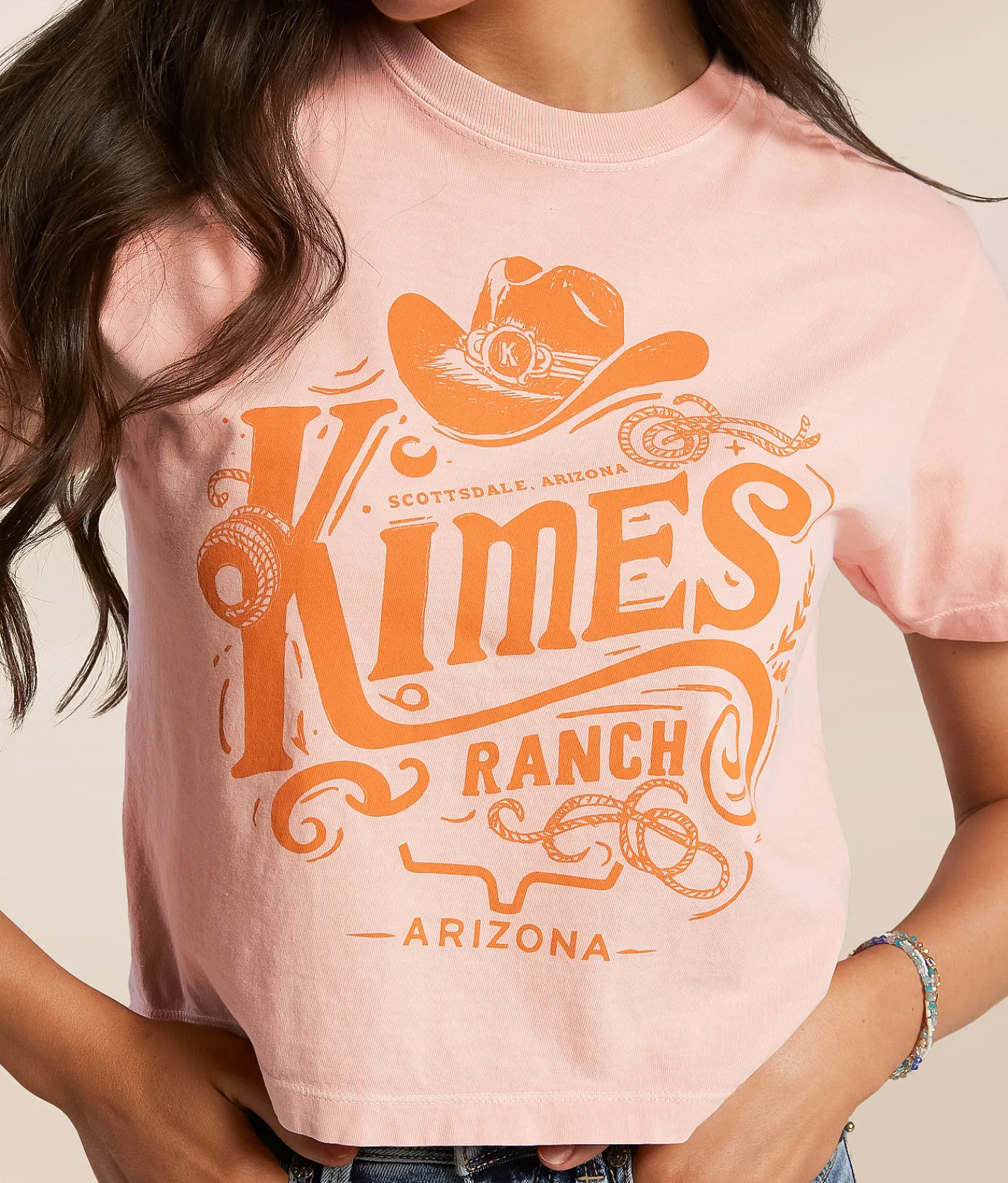 Tops | Kimes Ranch Invitation Cropped T-Shirt Peach