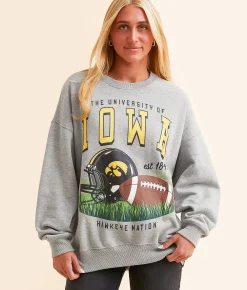 Tops | Gameday SOCIAL® Iowa Hawkeye Oversized Pullover Heather Grey