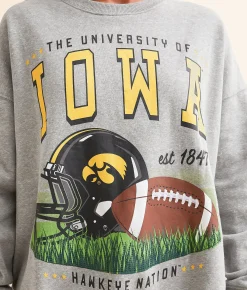 Tops | Gameday SOCIAL® Iowa Hawkeye Oversized Pullover Heather Grey