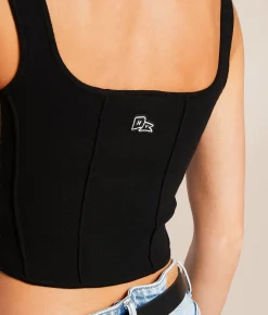 Tops | HYPE AND VICE Iowa Hawkeyes Corset Cropped Tank Top Black