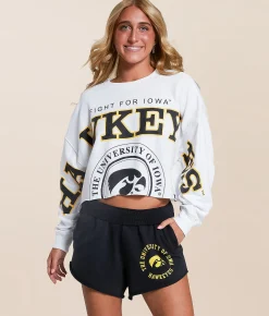 Tops | Gameday SOCIAL® Iowa Hawkeyes Cropped Pullover White