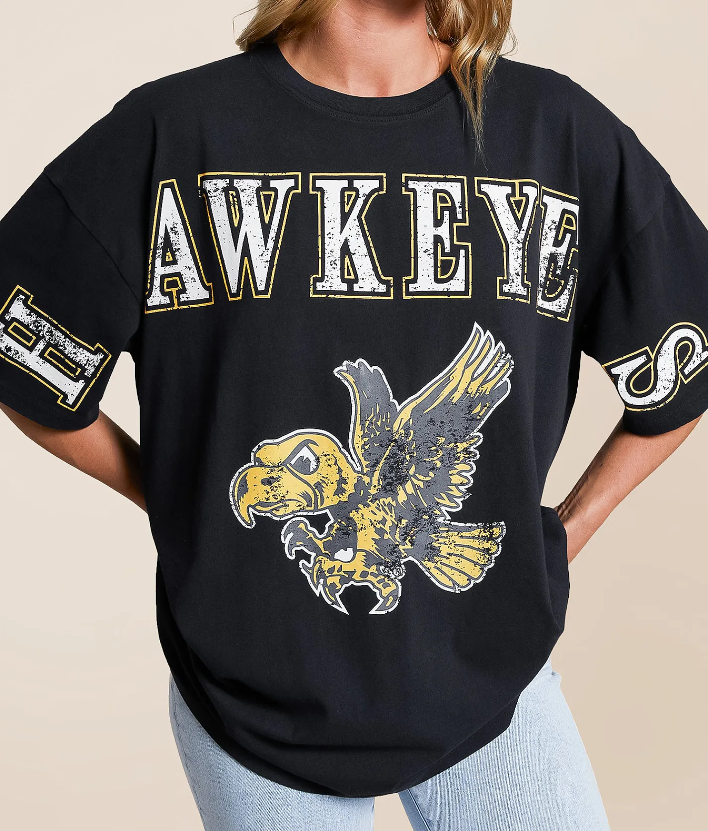 Tops | Gameday SOCIAL® Iowa Hawkeyes Oversized T-Shirt Black