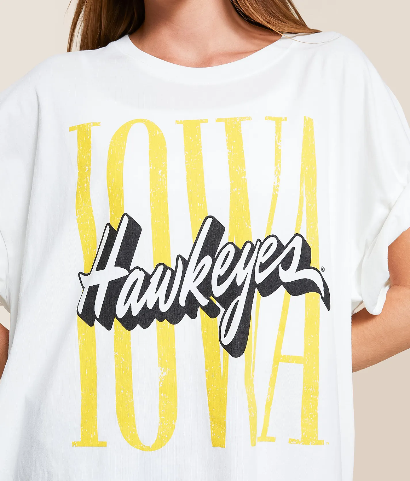 Gameday SOCIAL® Iowa Hawkeyes Oversized T-Shirt White Hot