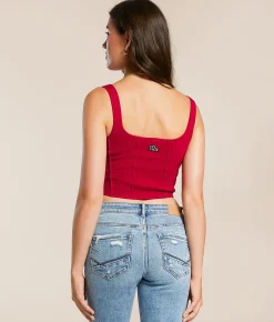 Tops | HYPE AND VICE Iowa State Cyclones Corset Cropped Tank Top Cardinal