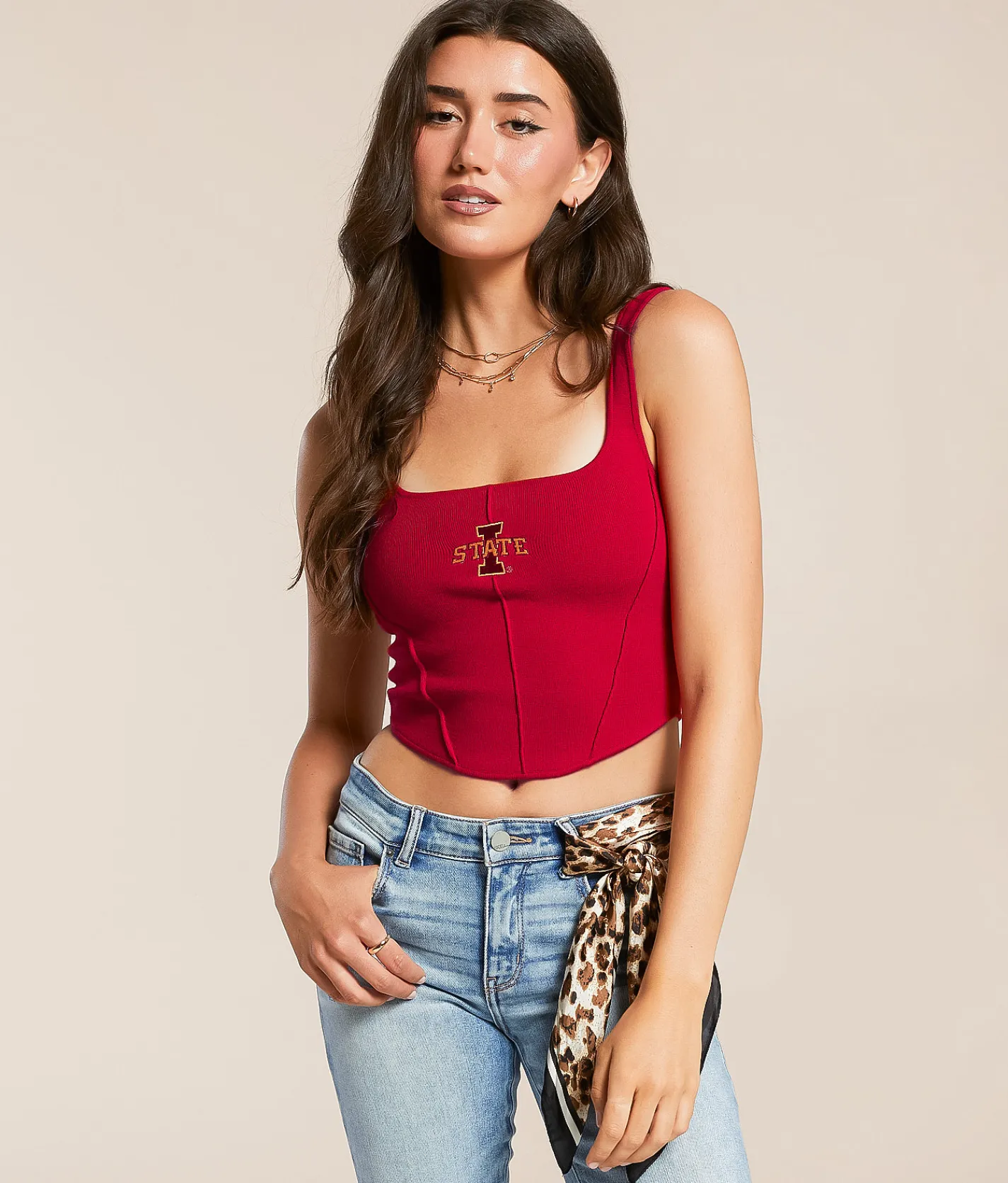 Tops | HYPE AND VICE Iowa State Cyclones Corset Cropped Tank Top Cardinal