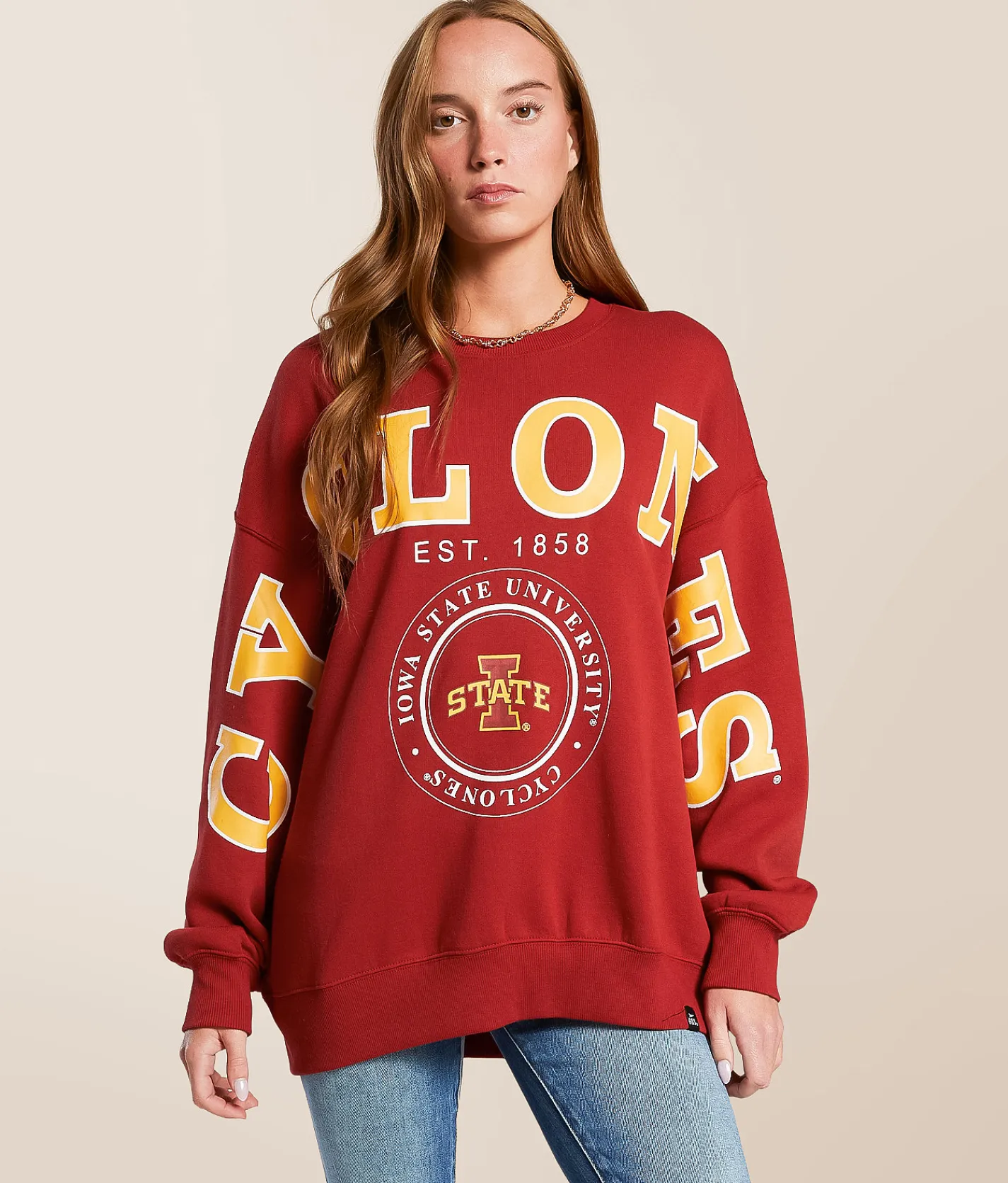 Gameday SOCIAL® Iowa State Cyclones Oversized Pullover Crimson New
