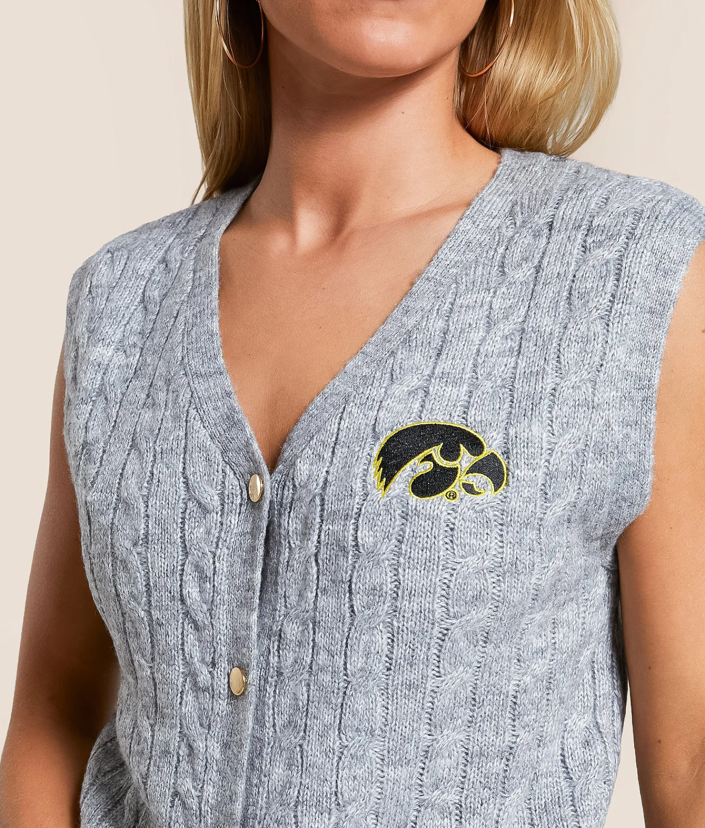 Gameday SOCIAL® Iowa Sweater Vest Grey Discount