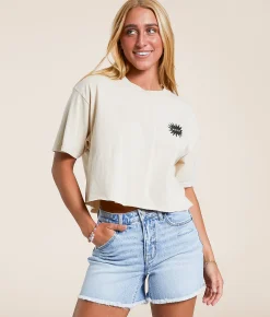 Tops | Reef Iris Cropped T-Shirt Fog Acid Wash