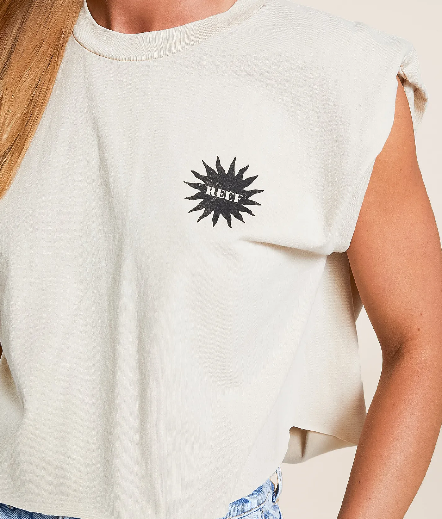 Tops | Reef Iris Cropped T-Shirt Fog Acid Wash