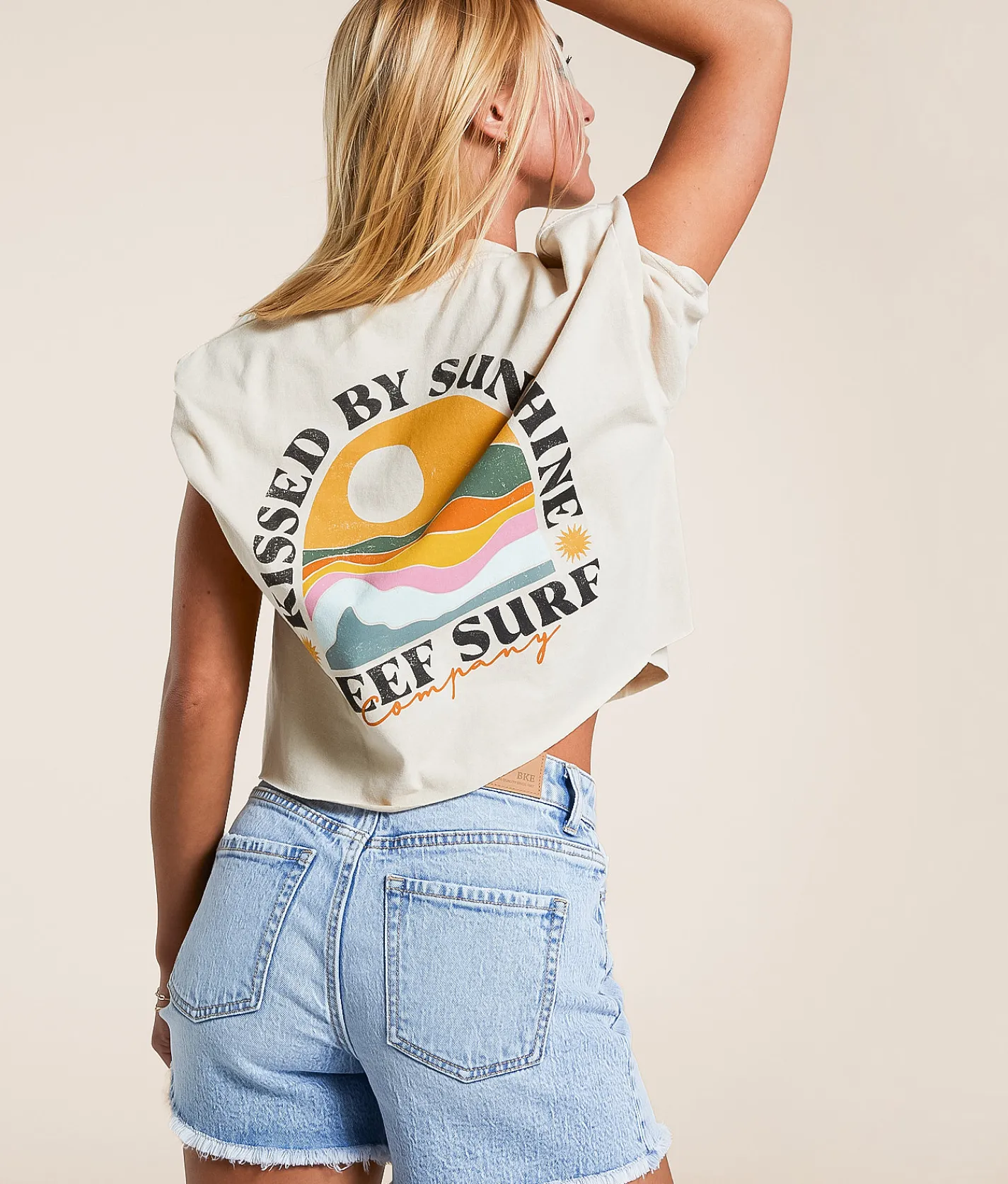 Tops | Reef Iris Cropped T-Shirt Fog Acid Wash