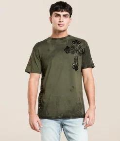 Tops|Graphic T-Shirts | Affliction Iron Crusade T-Shirt Deep Depths