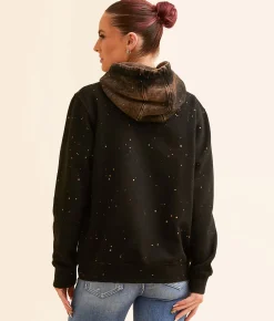 Affliction Iron Eagle Hooded Sweatshirt Black Rustic Brown Lava