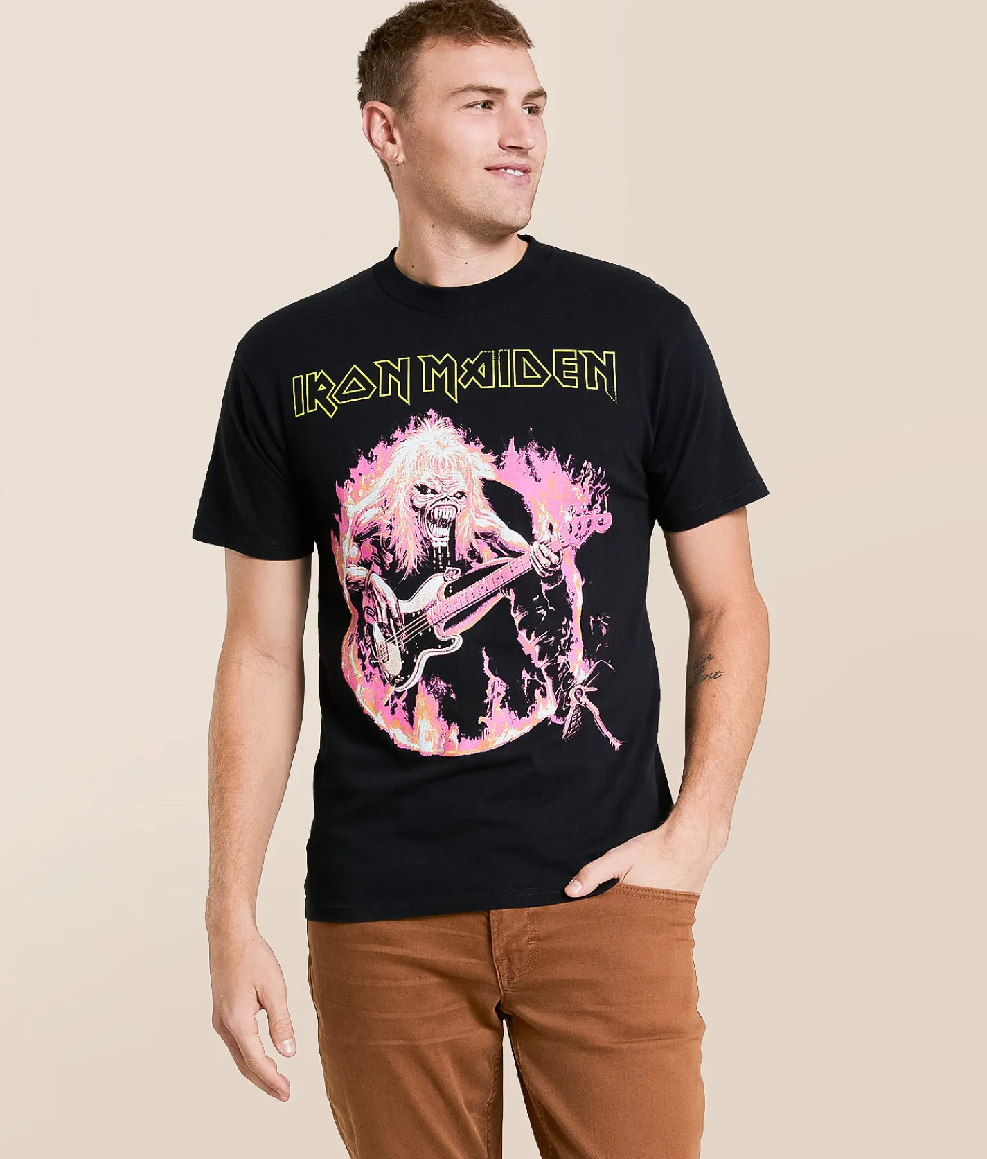 Screen Stars Iron Maiden Fear Live Band T-Shirt Black