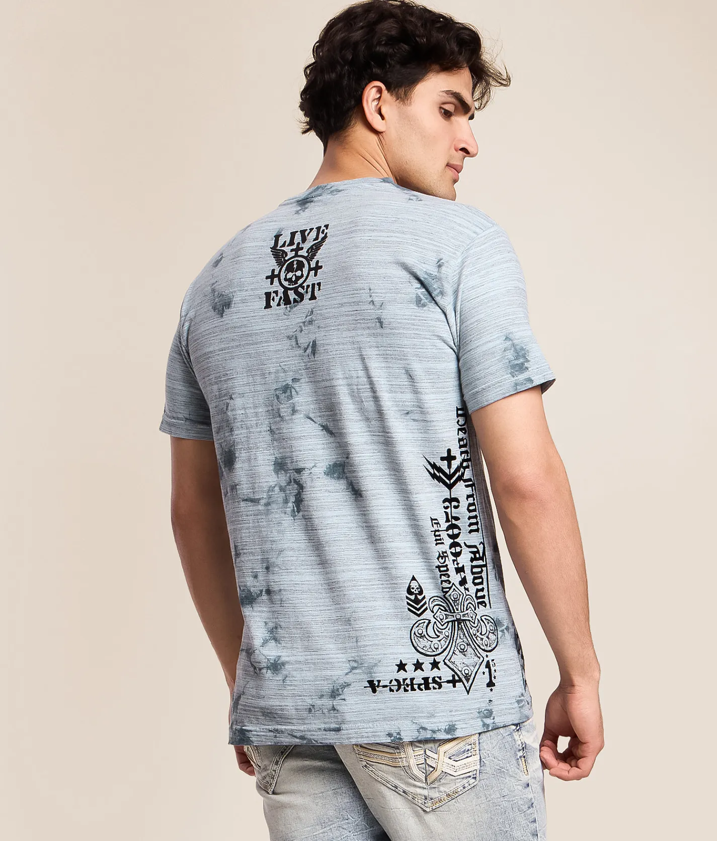 Affliction Iron Thunder T-Shirt Slate Dk Slate Crystal Wa