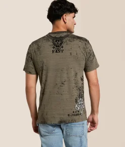 Tops|Graphic T-Shirts | Affliction Iron Thunder T-Shirt Moonmist