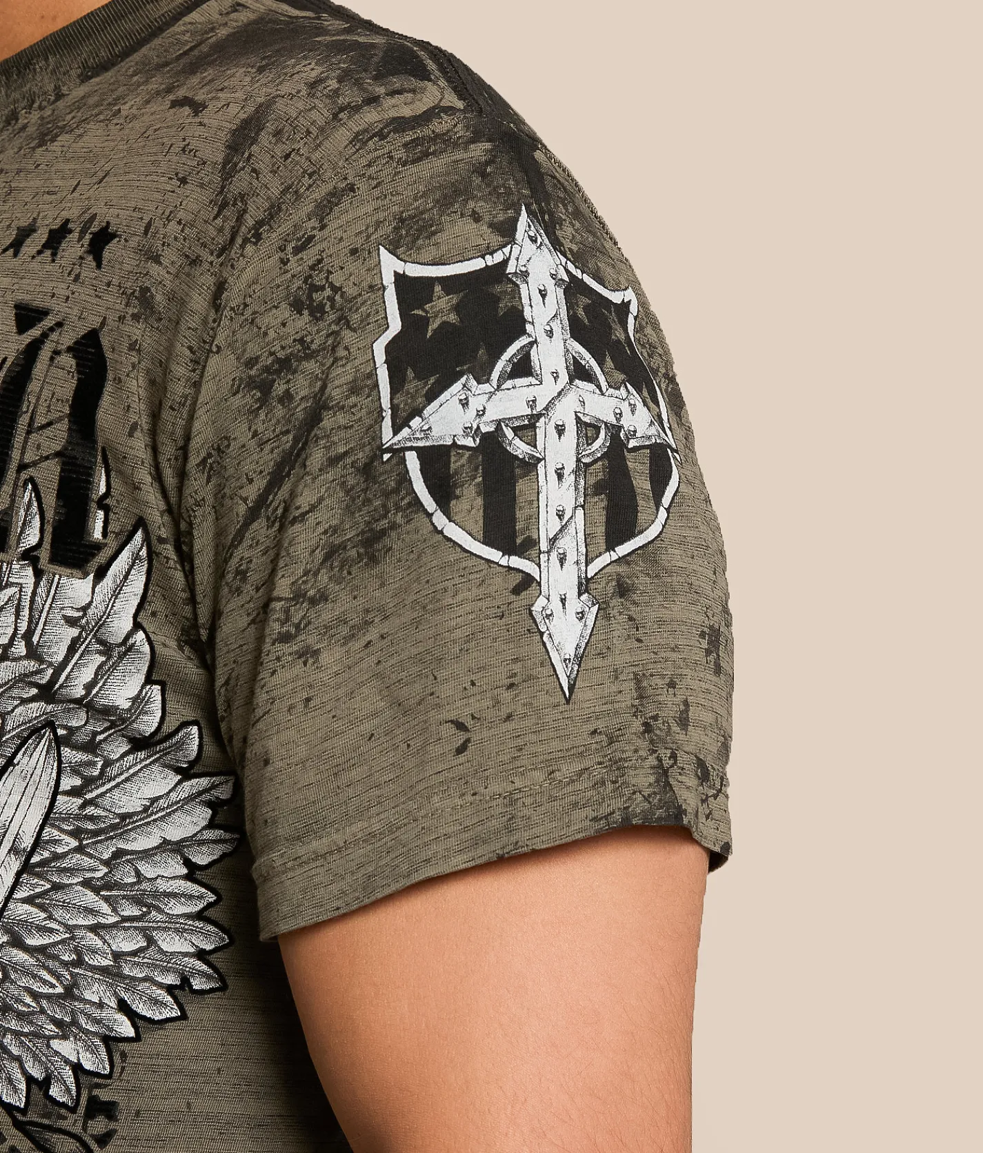 Tops|Graphic T-Shirts | Affliction Iron Thunder T-Shirt Moonmist