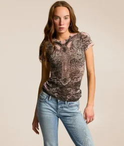 Tops | Affliction Isabella Burnout T-Shirt Cafe Creme Reactive