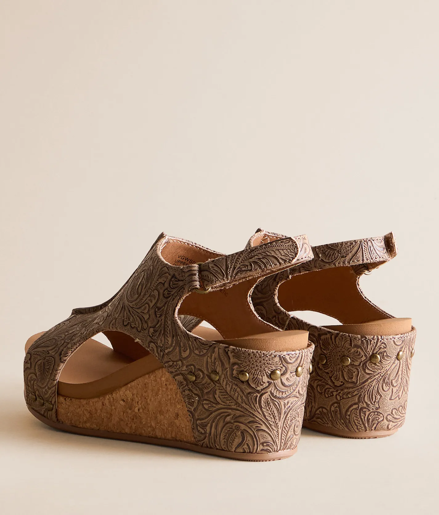 Very G Isabella Tooled Wedge Sandal Brown New